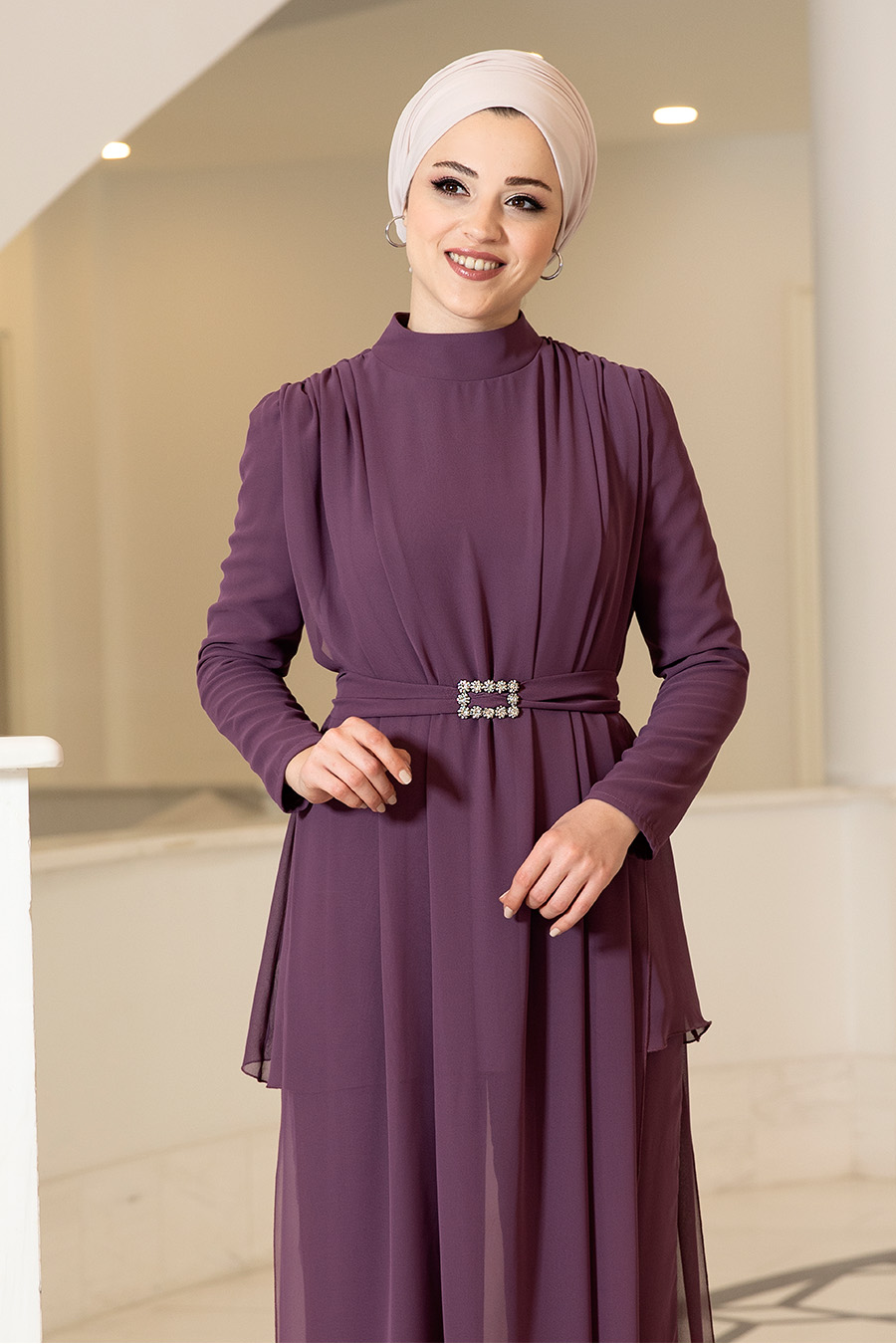 MAUVE TUNIC AND PANT SUIT 